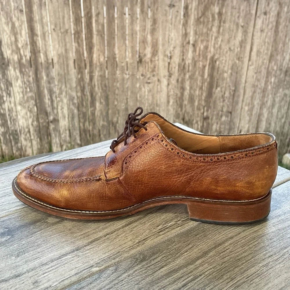 Alan Payne Wimbley Deerskin Dress Shoes Men 14 Brown Split Toe Lace Oxford Money